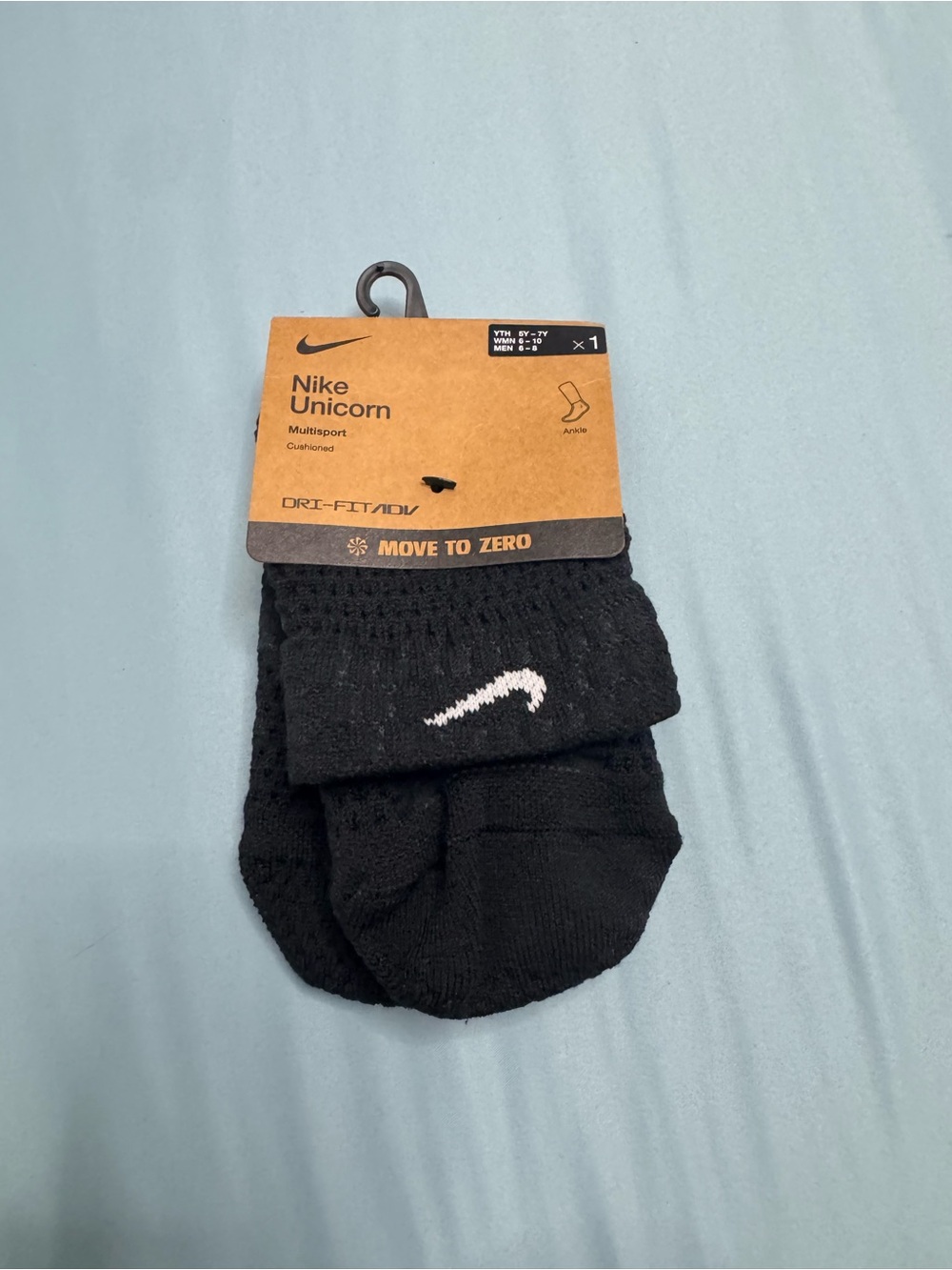 Nike Black Ankle Cushioned Socks with White Swoosh